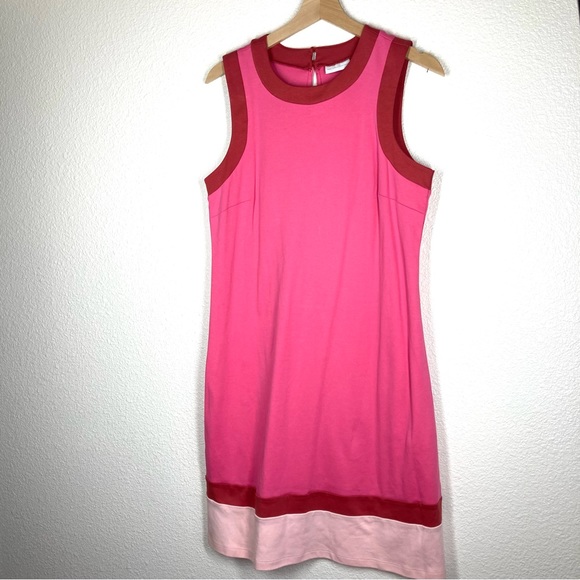 New York & Company Pink Red Dress Medium Sleeves Less Pull Over Cotton - Picture 3 of 15
